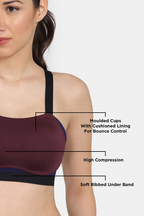 Zelocity High Impact Quick Dry Sports Bra - Windsor Wine — image 7